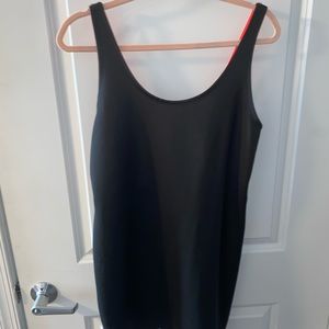 Black fitted dress with fun neon back!